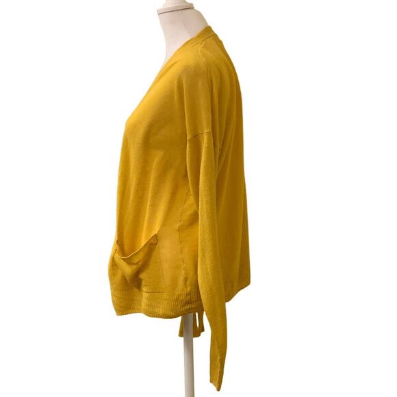 Ellie Yellow Long Sleeve Cardigan with Pockets, Size Medium - Picture 3 of 13
